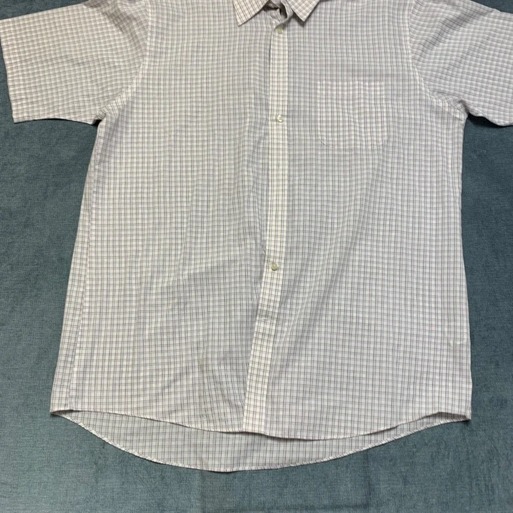 Stafford Essentials Dress Shirt Mens 17.5 Multicolor Plaid Regular Fit Business